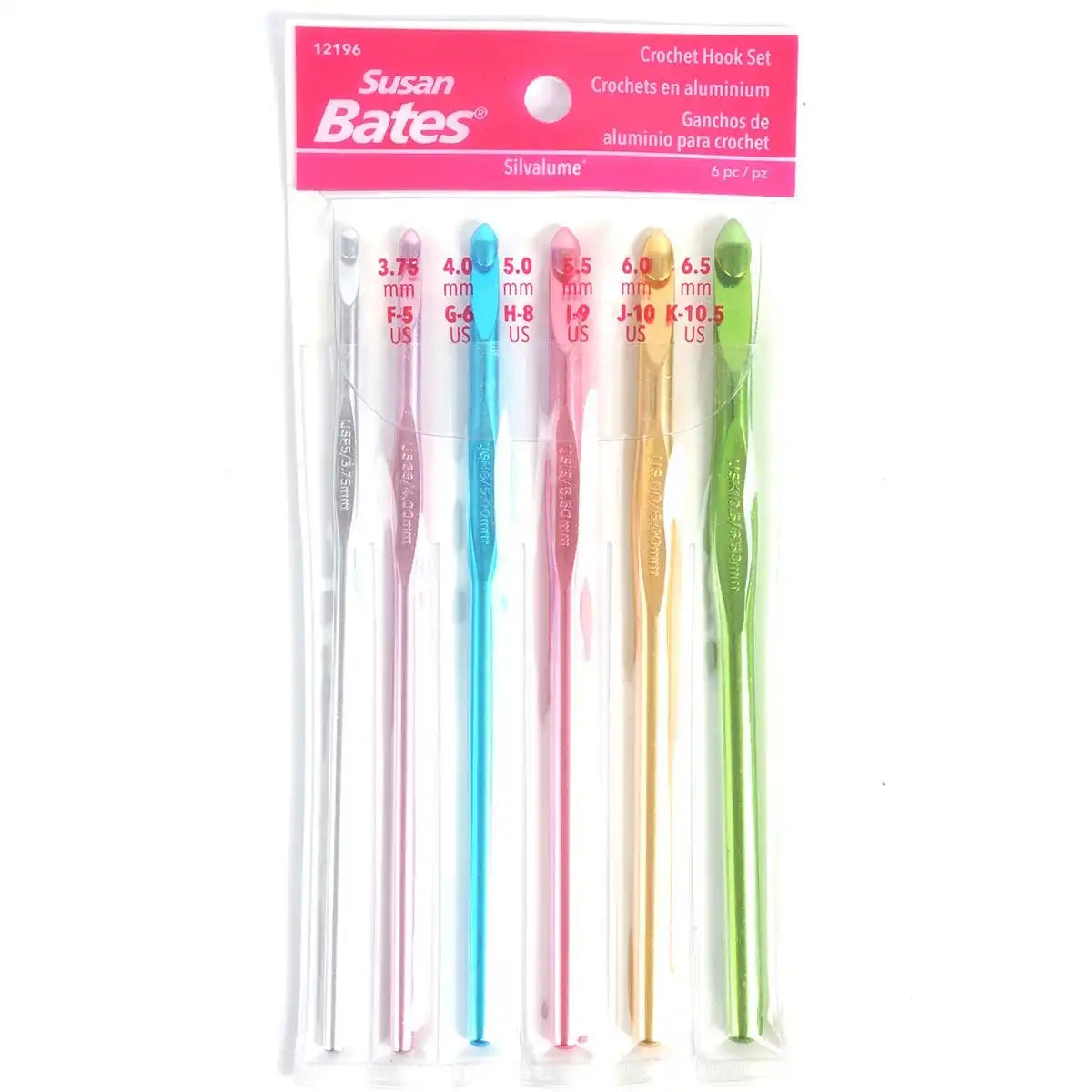 Susan Bates SilvaLume Crochet Hook Set in Vinyl Pouch—Set of 6 Crochet Hooks
