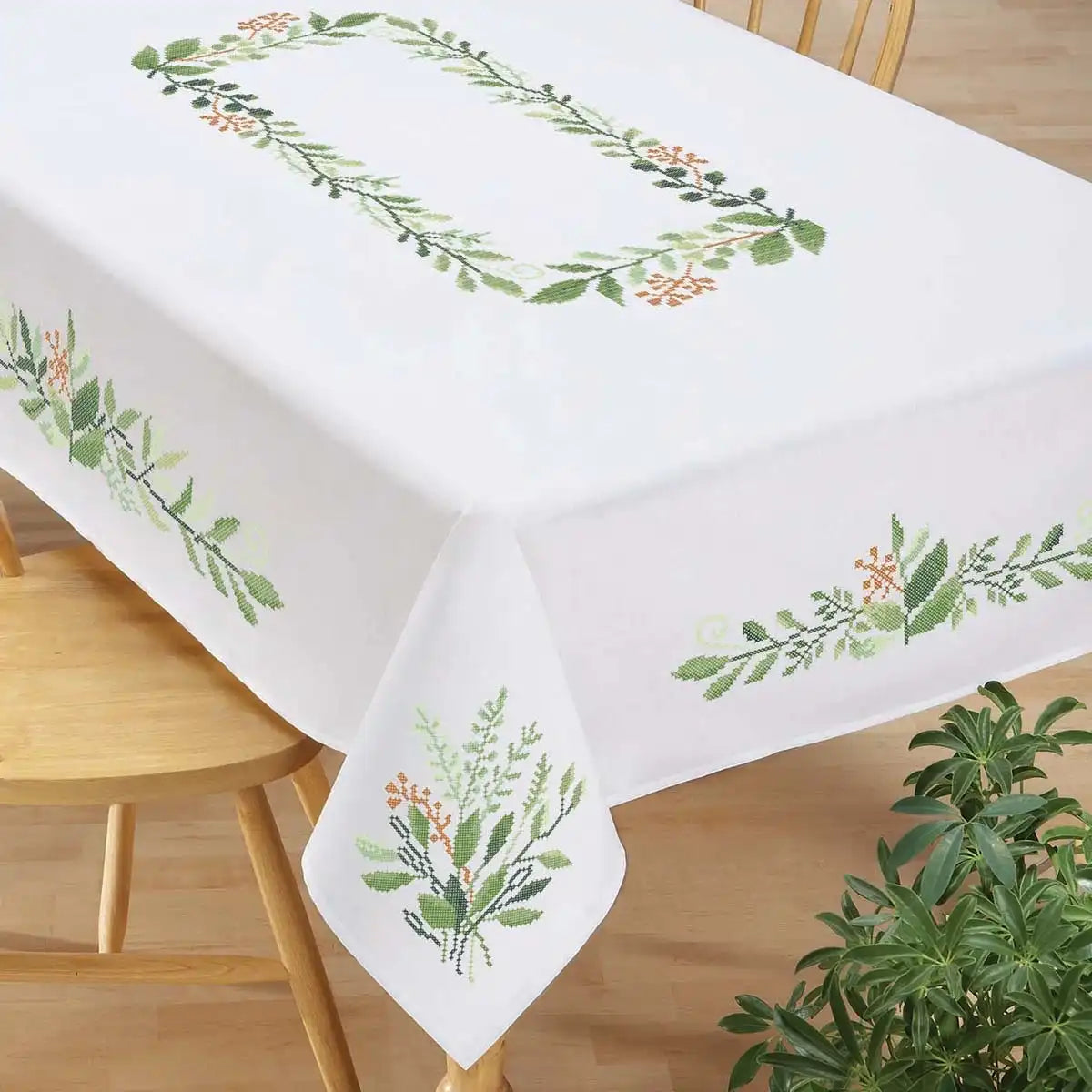 Herrschners Evelyn Tablecloth Stamped Cross-Stitch