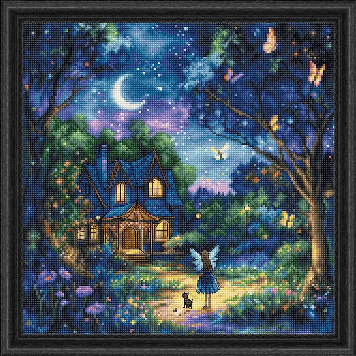 Herrschners Luna's Garden Kit & Frame Counted Cross-Stitch Kit