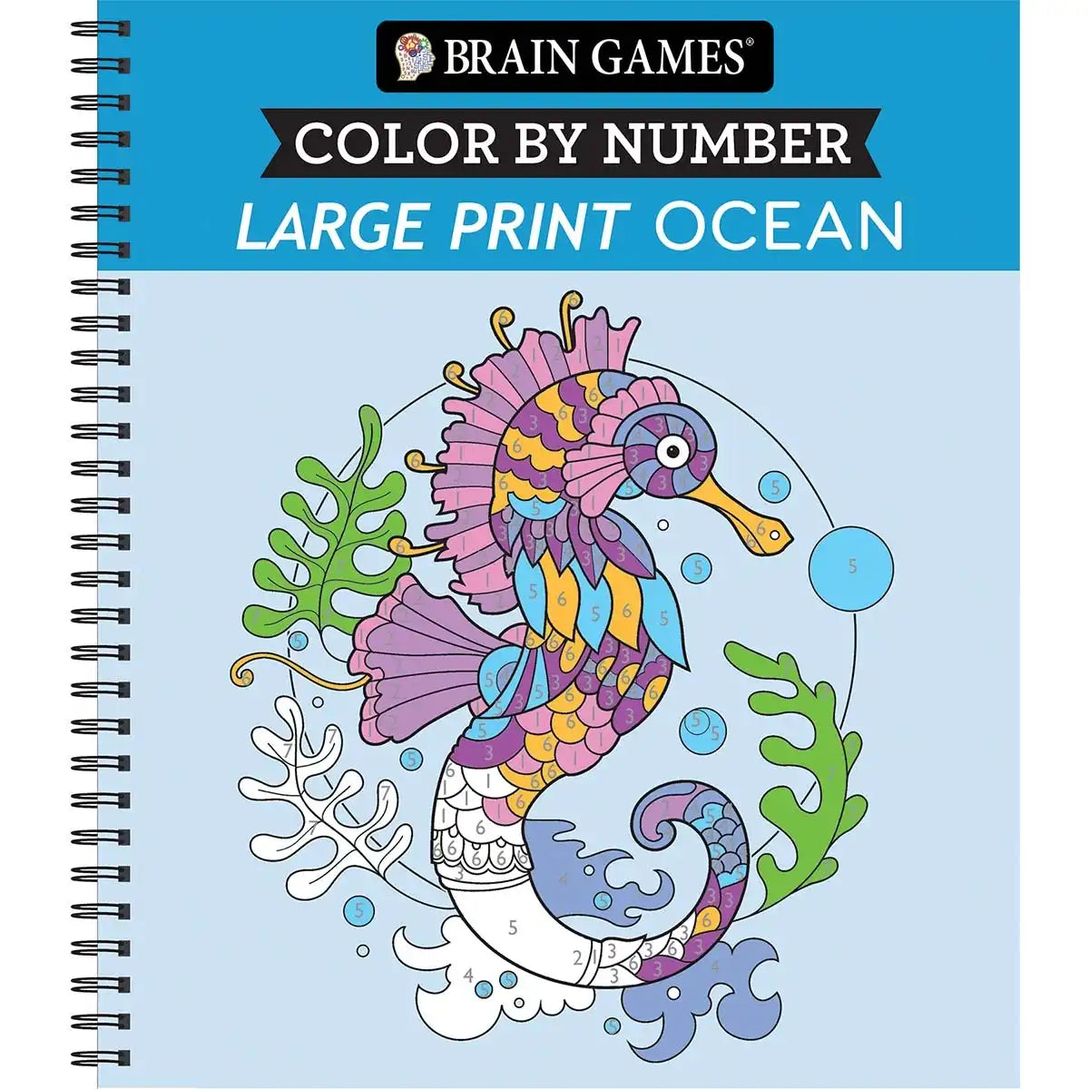 Brain Games Large Print Ocean Color by Number Coloring Book