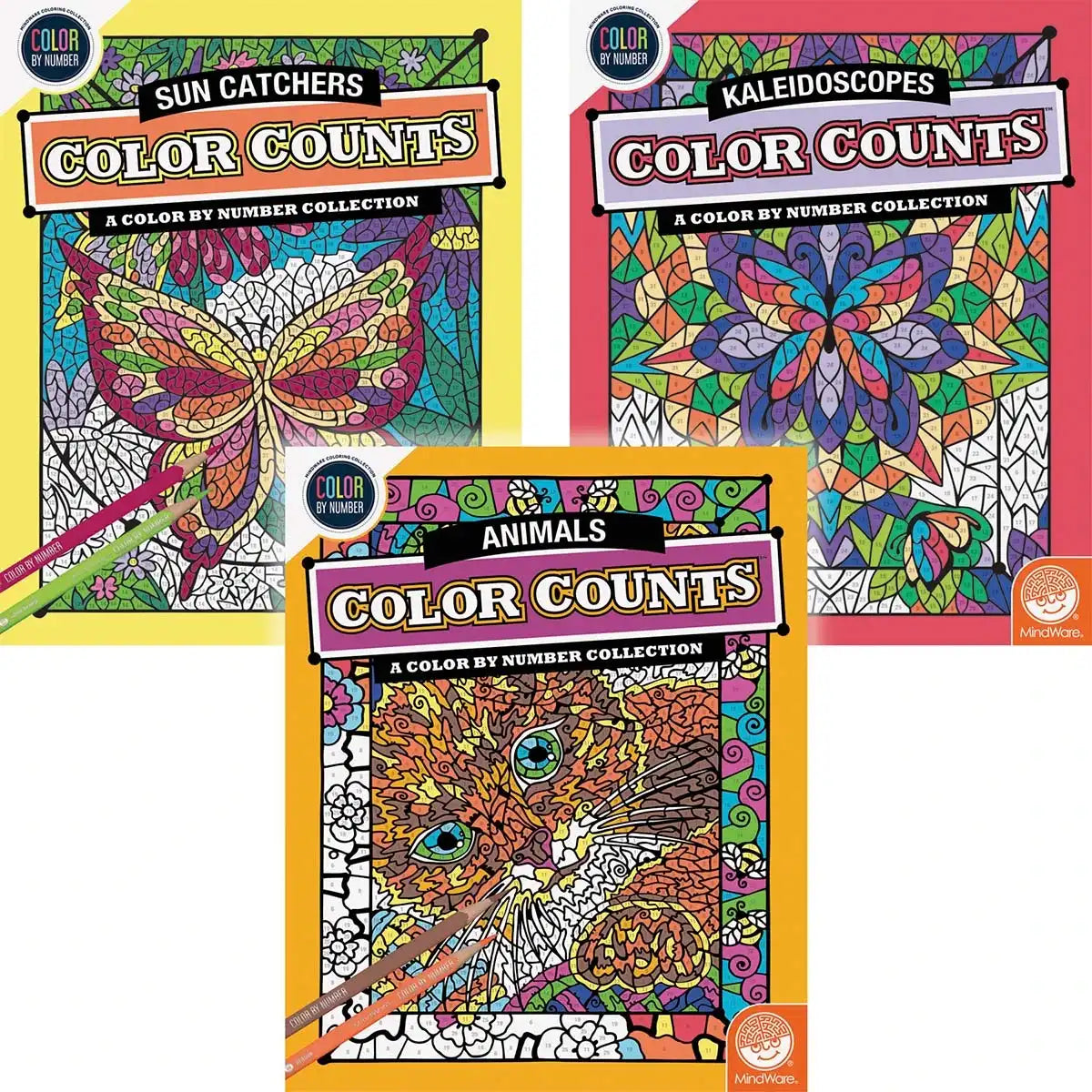 MindWare Animals, Sun Catchers, & Kaleidoscopes, Set of 3 Coloring Book