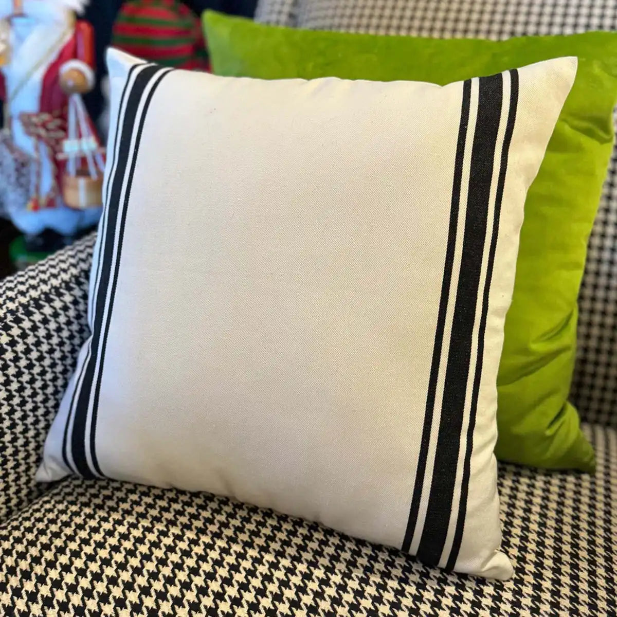 Black Stripe Grain Sack Pillow Cover Set Fabric Blank