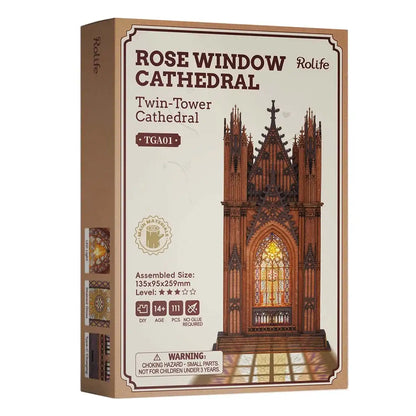 Robotime Twin-Tower Cathedral Model - Wood