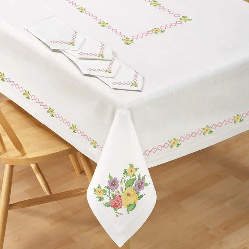 Herrschners Passion Flowers Table Linens Stamped Cross-Stitch