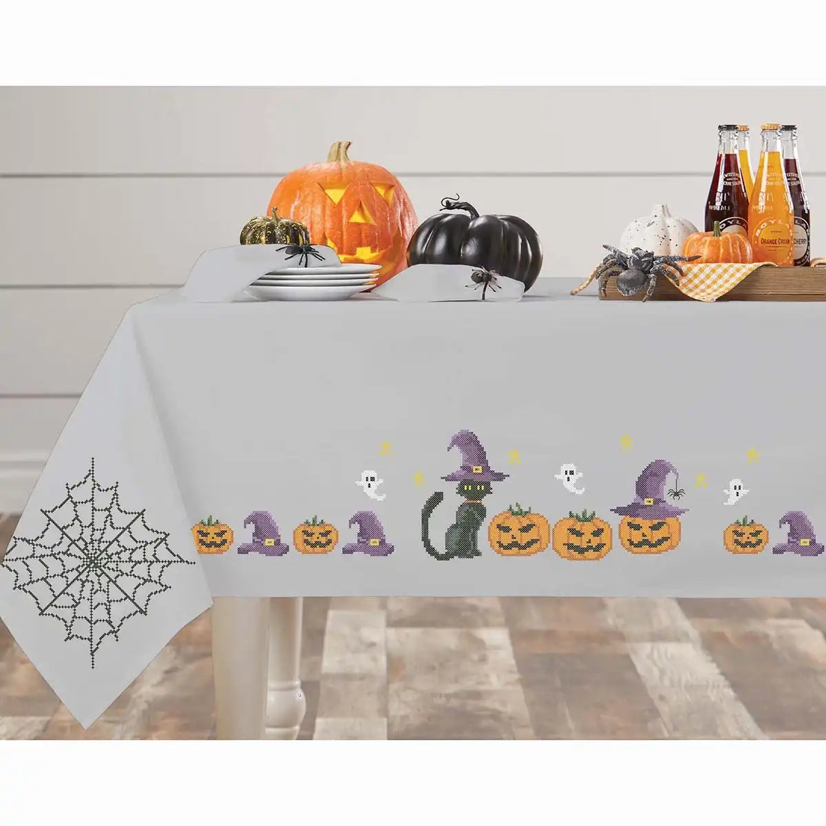 Herrschners Creep it Real Tablecloth Stamped Cross-Stitch