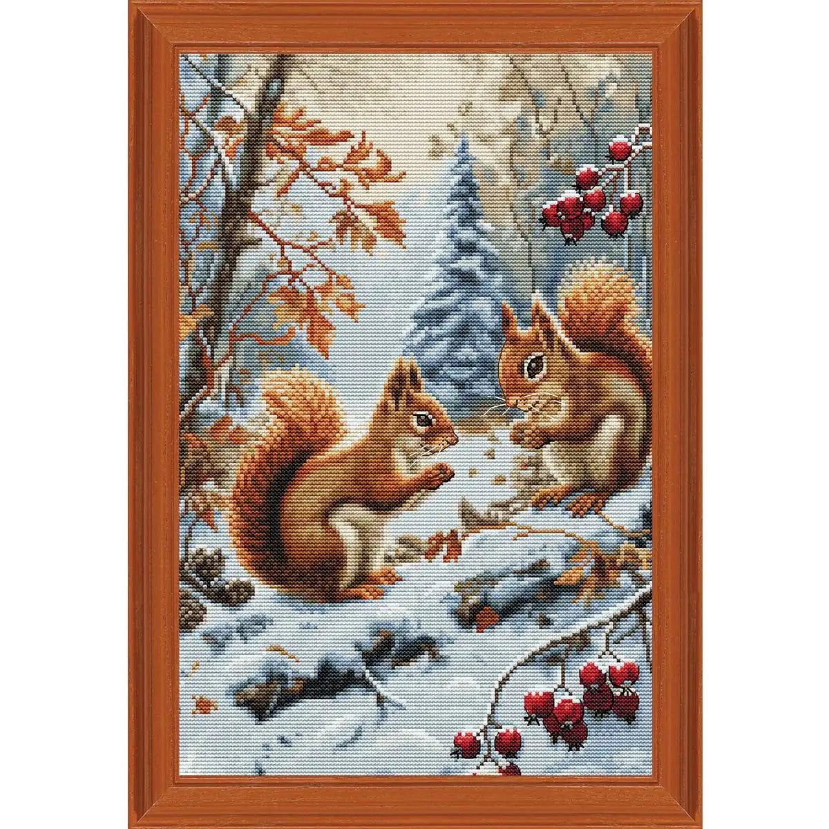 Luca-S Joy of The Squirrels Kit & Frame Counted Cross-Stitch Kit