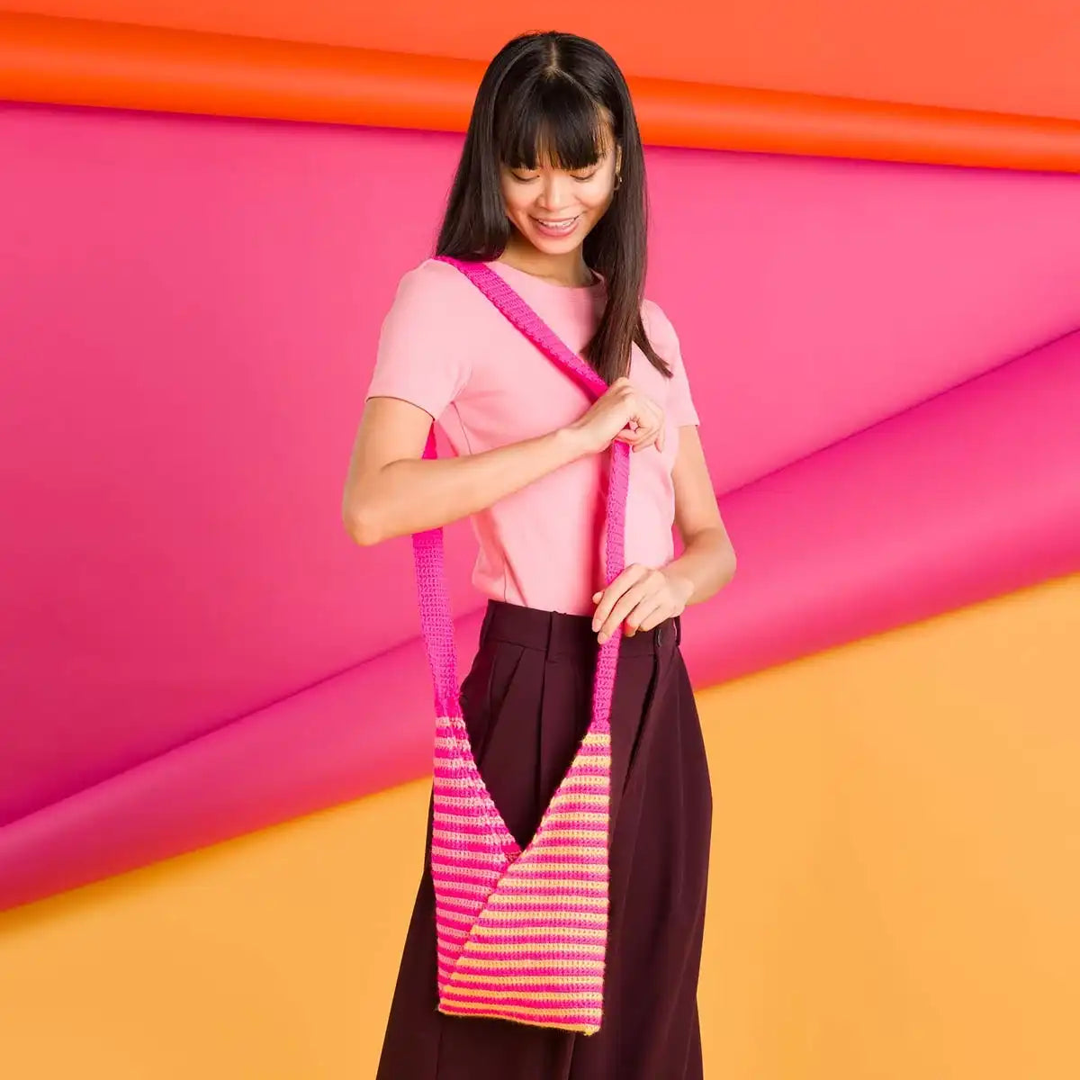 Caron Triangle Stripes Bag Crochet Kit