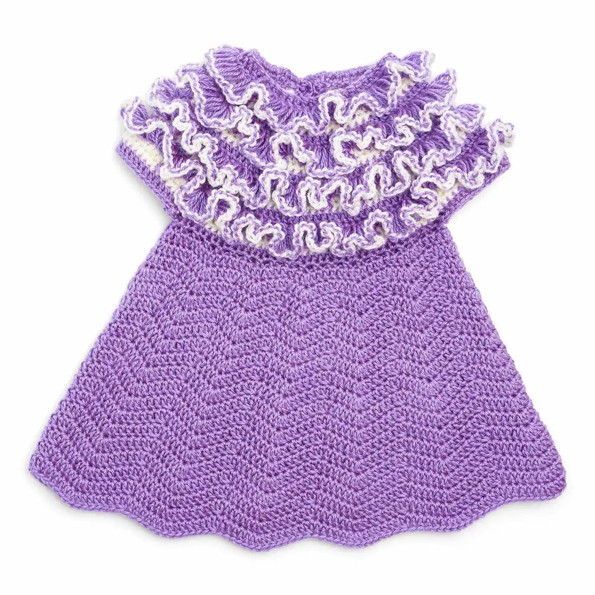 Bernat Ruffle Yoke Baby Dress Crochet Kit