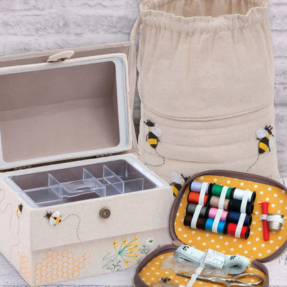 Sewing Box: Embroidered Bee Hive Accessory