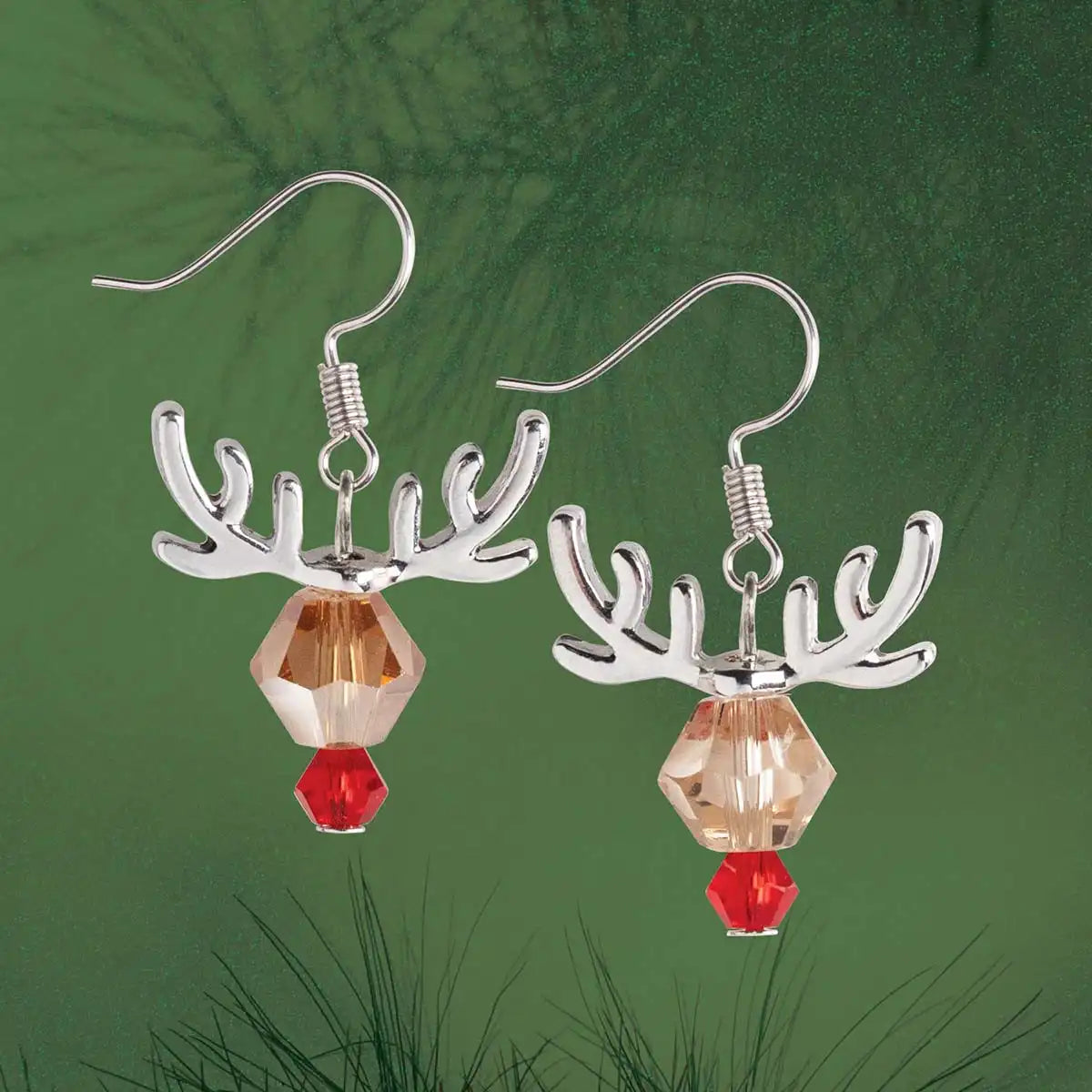 Solid Oak Reindeer Earrings Beading Kit