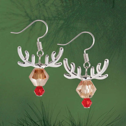 Solid Oak Reindeer Earrings Beading Kit