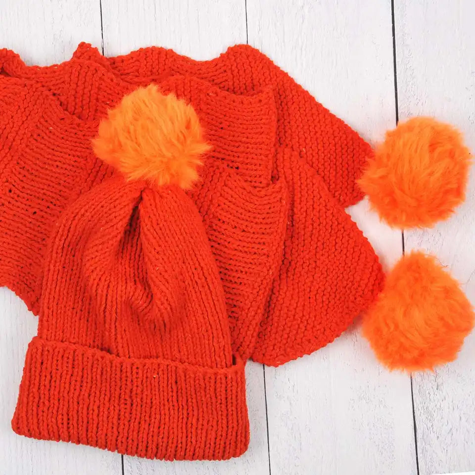 Herrschners Put a Pom On It Hat & Scarf Knit Kit