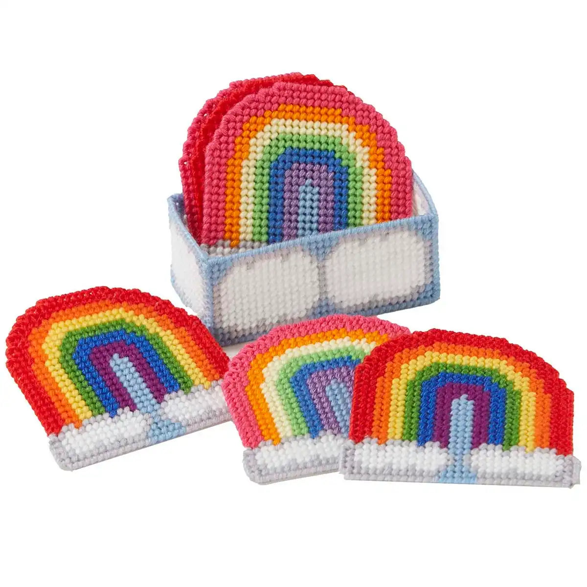 Rainbow Delight Coasters Plastic Canvas